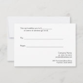 白黒のブティックストライプギフト証明書 (裏面)