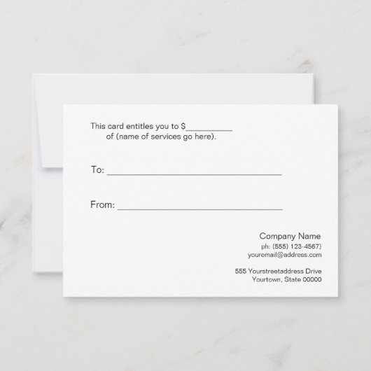 白黒のブティックストライプギフト証明書 (裏面)