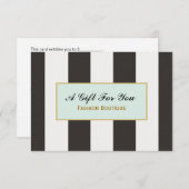 白黒のブティックストライプギフト証明書 (正面/裏面)