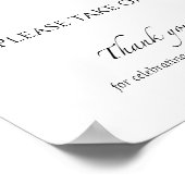 白黒のブライダルシャワーの好意サイン ポスター (角)