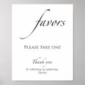 白黒のブライダルシャワーの好意サイン ポスター (正面)