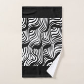 白黒のブラシ付きパターン バスタオルセット (ハンドタオル)