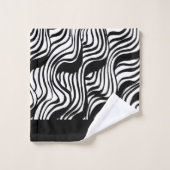 白黒のブラシ付きパターン バスタオルセット (ウォッシュタオル)