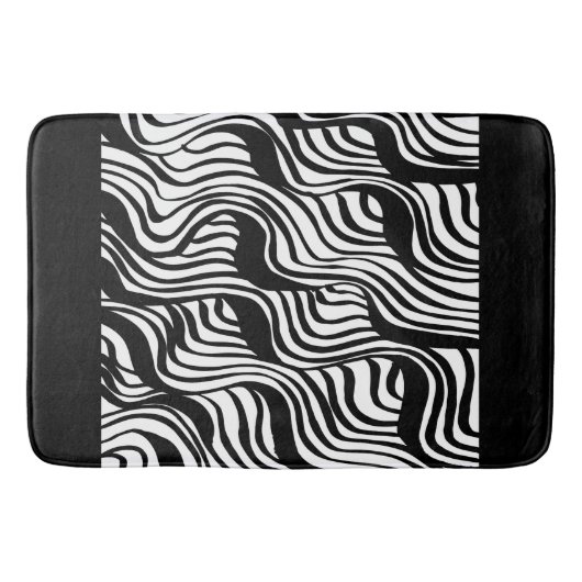 白黒のブラシ付きパターン バスマット (正面)