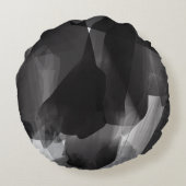 白黒のブラシ絵を描抽象芸術背景 ラウンドクッション (裏面)