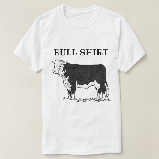 白黒のブルおもしろいシャツ Tシャツ (デザイン正面)