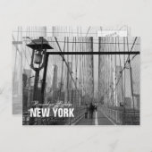白黒のブルックリン橋- NYニューヨークのnr 2 ポストカード (正面/裏面)