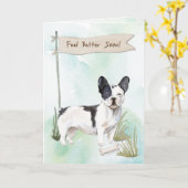 白黒のブルドッグフランスのの方が感じドッグ付きより良い カード (黄色い花)