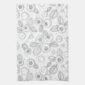 白黒のブルーベリー キッチンタオル (縦)