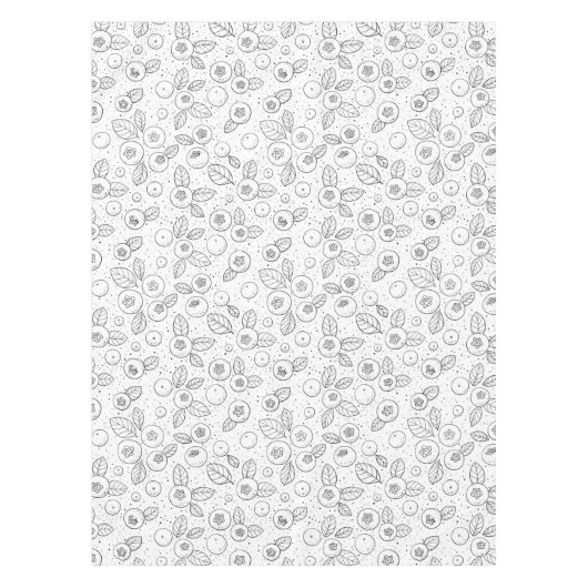 白黒のブルーベリー テーブルクロス (正面)