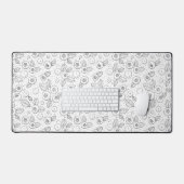 白黒のブルーベリー デスクマット (キーボード&マウス)