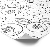 白黒のブルーベリー ポスター (角)