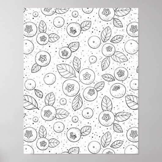 白黒のブルーベリー ポスター (正面)