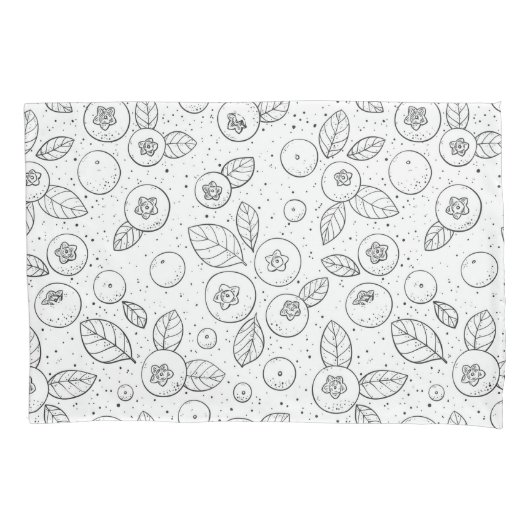 白黒のブルーベリー 枕カバー (正面左)