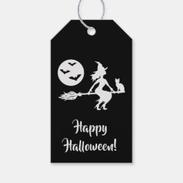 白黒のブロムのハッピーハローウィンの魔女 ギフトタグ