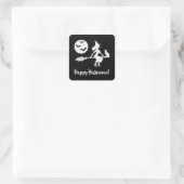 白黒のブロムのハッピーハローウィンの魔女 スクエアシール (バッグ)