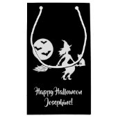 白黒のブロムのハッピーハローウィンの魔女 スモールペーパーバッグ (裏面)