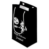 白黒のブロムのハッピーハローウィンの魔女 スモールペーパーバッグ (正面アングル)