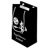 白黒のブロムのハッピーハローウィンの魔女 スモールペーパーバッグ (裏面アングル)