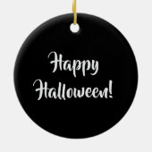 白黒のブロムのハッピーハローウィンの魔女 セラミックオーナメント (裏面)