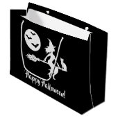 白黒のブロムのハッピーハローウィンの魔女 ラージペーパーバッグ (正面アングル)