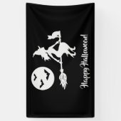 白黒のブロムのハッピーハローウィンの魔女 横断幕 (縦)