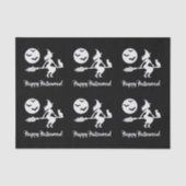 白黒のブロムのハッピーハローウィンの魔女 薄葉紙 (正面)