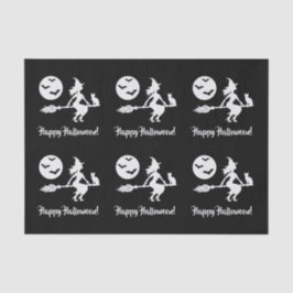 白黒のブロムのハッピーハローウィンの魔女 薄葉紙