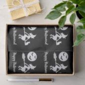 白黒のブロムのハッピーハローウィンの魔女 薄葉紙 (ギフト)