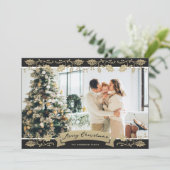 白黒のプライド植物写真クリスマス シーズンカード (スタンド正面)