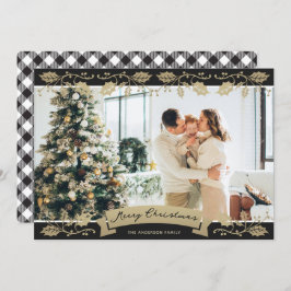 白黒のプライド植物写真クリスマス シーズンカード