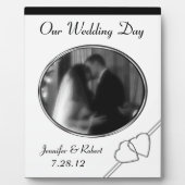 白黒のプラパーソナライズされたク結婚ーク フォトプラーク (正面)