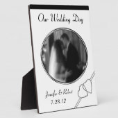 白黒のプラパーソナライズされたク結婚ーク フォトプラーク (側面)