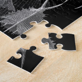 白黒のプランクトンの貝(Cyrtoidea) ジグソーパズル (側面)