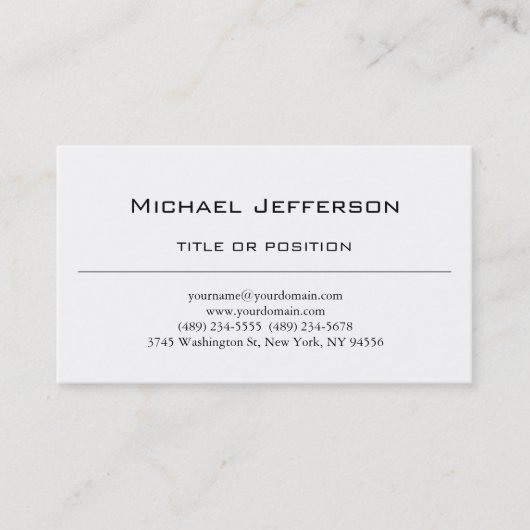 白黒のプレインシンプルスクリプト名刺 名刺 (正面)