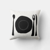 白黒のプレートと器具 クッション (裏面)