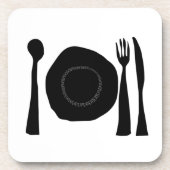 白黒のプレートと器具 コースター (正面)