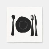 白黒のプレートと器具 スタンダードカクテルナプキン (正面)