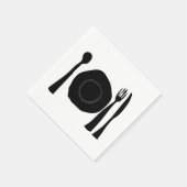 白黒のプレートと器具 スタンダードカクテルナプキン (角)