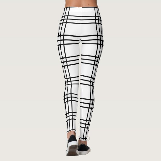 白黒のプレ名門私立校風のイカッコいいドタータンチェック レギンス (裏面)