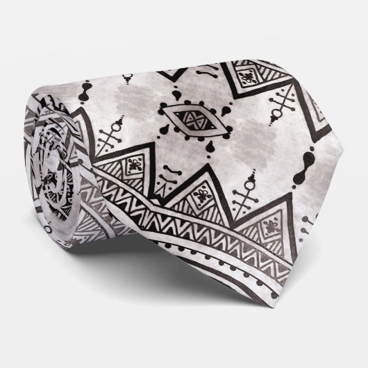 白黒のプロフェッショナルトライバルタトゥーパターン ネクタイ (ロール)