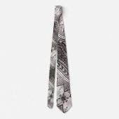 白黒のプロフェッショナルトライバルタトゥーパターン ネクタイ (裏面)