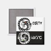 白黒のヘビのドラゴン汚れきれい マグネット (正面/裏面)