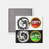 白黒のヘビのドラゴン汚れきれい マグネット (正面/裏面)