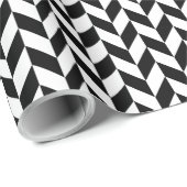 白黒のヘリンボーンのパターン全体 ラッピングペーパー (ロールコーナー)