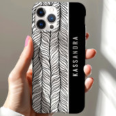 白黒のヘリンボーンのパーソナライズされた名前 Case-Mate iPhoneケース