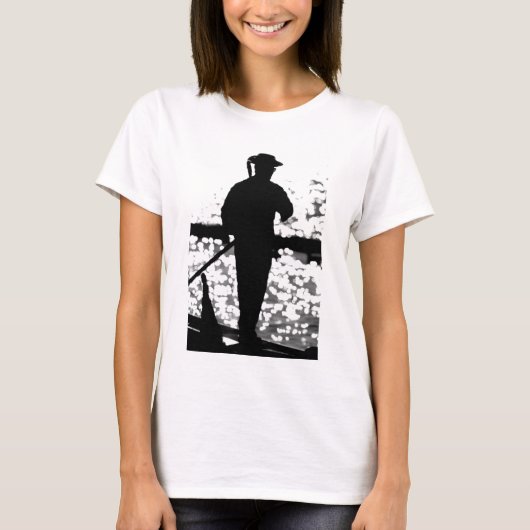 白黒のベニスのGONDOLIER Tシャツ (正面)