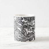 白黒のペイズリーのマグ コーヒーマグカップ (中央)