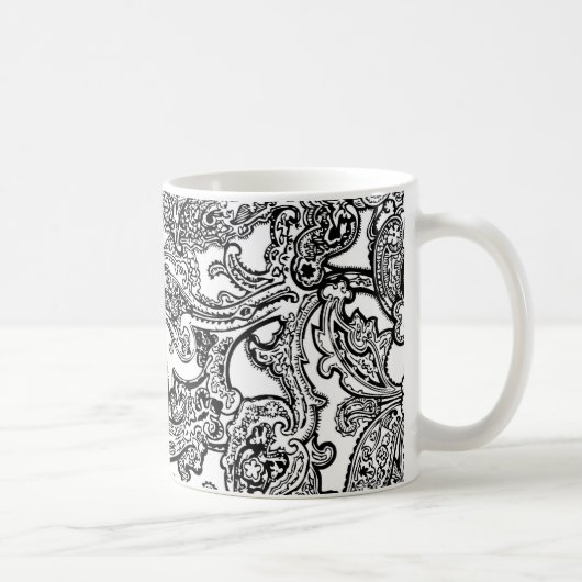白黒のペイズリーのマグ コーヒーマグカップ (右)