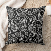 白黒のペイズリーパターン クッション (ブランケット)